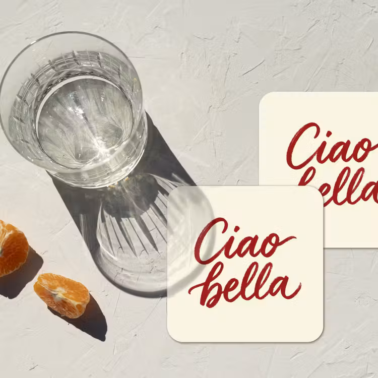Onderzetter - Ciao bella - Rood - Wit - Minimalistisch — 3