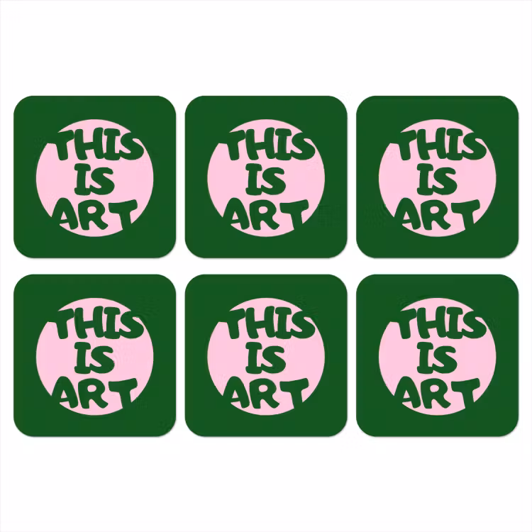 Onderzetter - Cirkel - Roze - Tekst - Art — 1