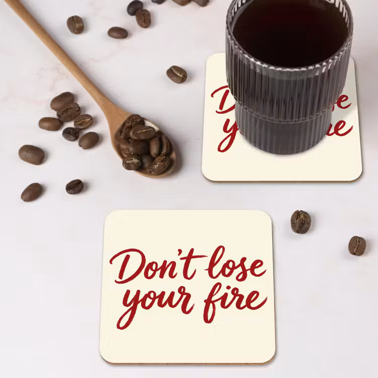 Onderzetter - Don't lose your fire - Rood - Wit - Minimalistisch — 4
