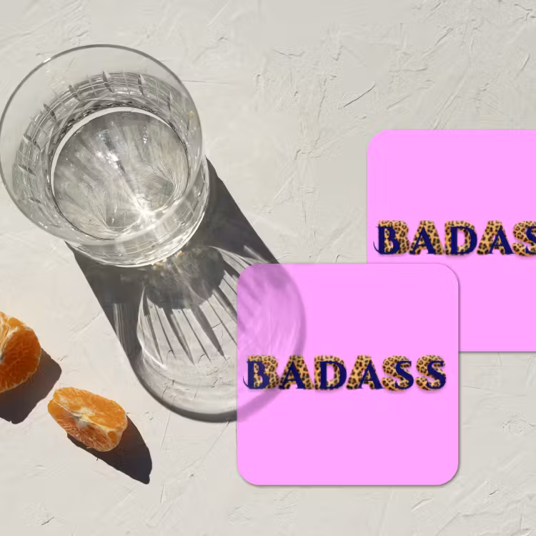 Onderzetter - Felroze - Badass - Panterprint - Schaduw — 3