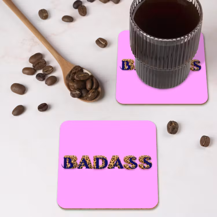 Onderzetter - Felroze - Badass - Panterprint - Schaduw — 4