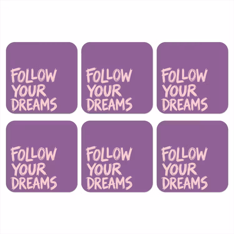 Onderzetter - Follow your dreams - Paars - Penseeltextuur — 1