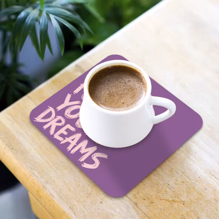 Onderzetter - Follow your dreams - Paars - Penseeltextuur — 2