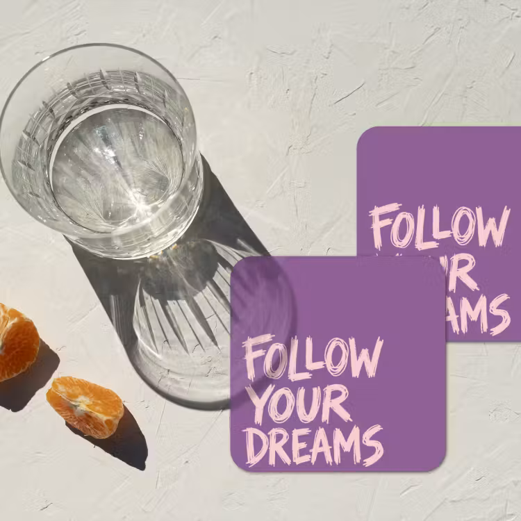 Onderzetter - Follow your dreams - Paars - Penseeltextuur — 3