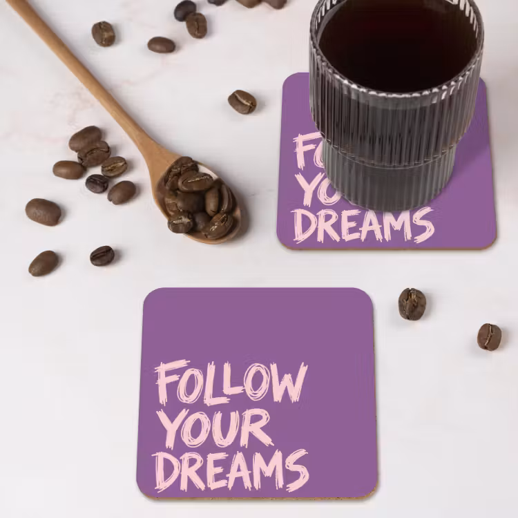 Onderzetter - Follow your dreams - Paars - Penseeltextuur — 4