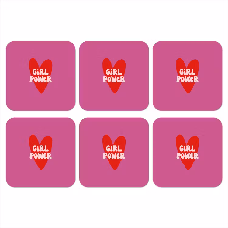 Onderzetter - Girl power - Hart - Roze - Rood — 1