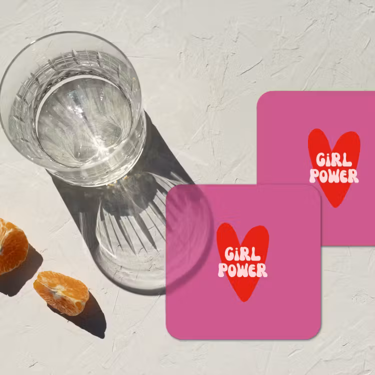 Onderzetter - Girl power - Hart - Roze - Rood — 3