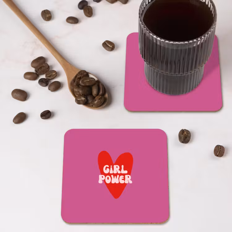 Onderzetter - Girl power - Hart - Roze - Rood — 4