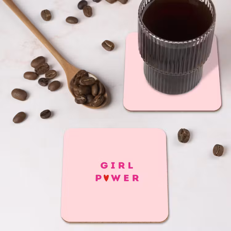 Onderzetter​ - Girl power - Roze - Hartje — 4