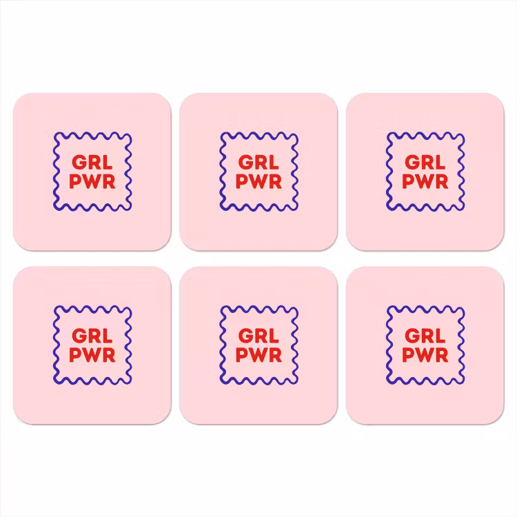 Onderzetter - Grl pwr - Roze - Kader — 1