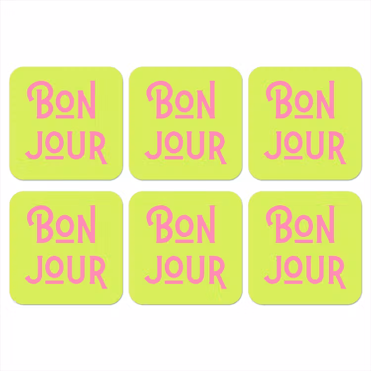 Onderzetter - Groen - Roze bonjour - art-deco — 1