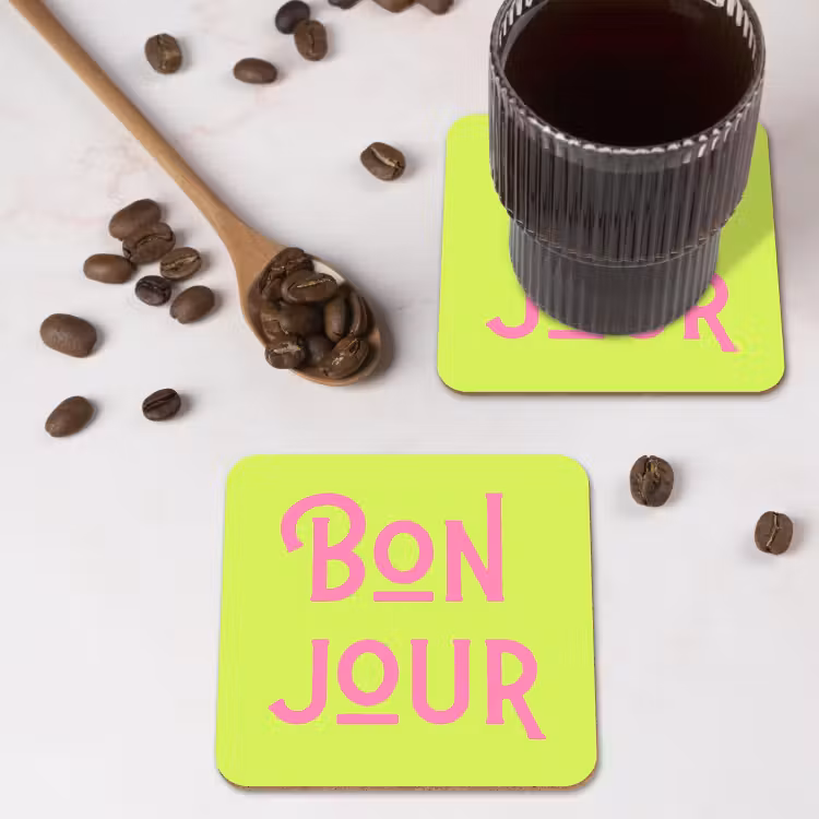 Onderzetter - Groen - Roze bonjour - art-deco — 4