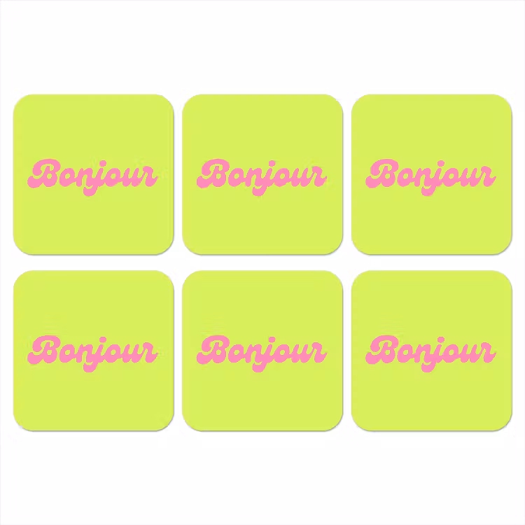 Onderzetter - Groen - Roze bonjour - Retro — 1