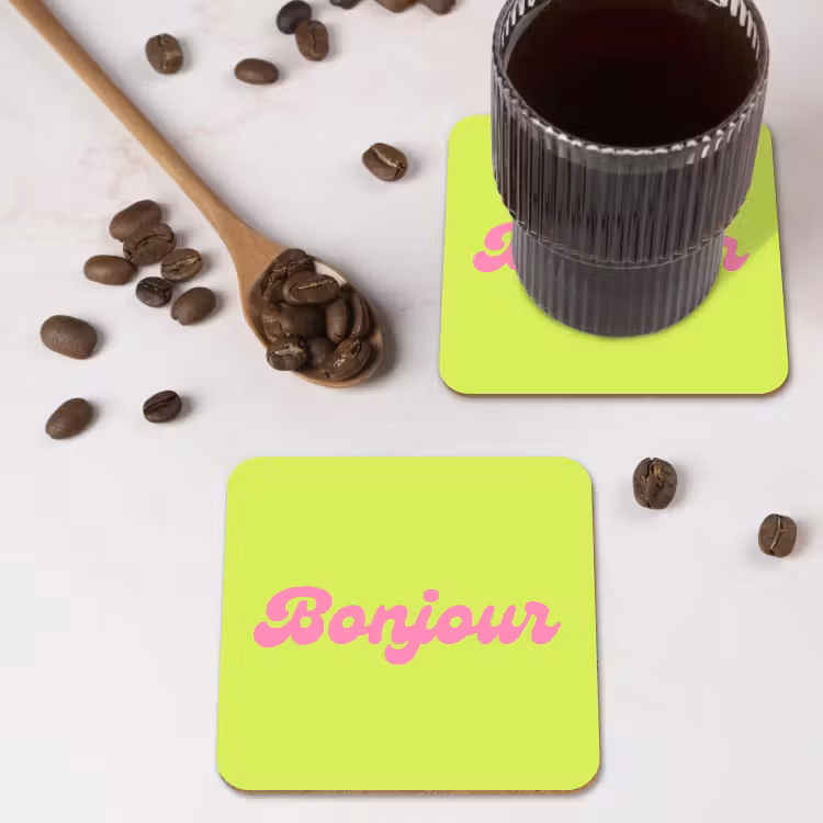 Onderzetter - Groen - Roze bonjour - Retro — 4