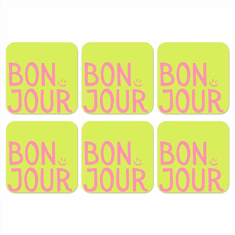 Onderzetter - Groen - Smiley - Bonjour - Roze — 1