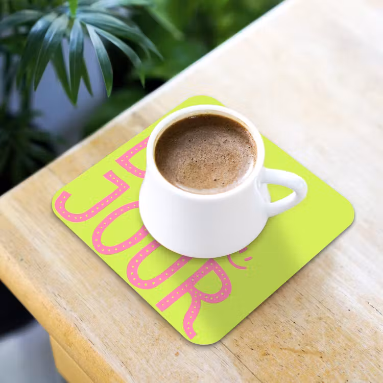 Onderzetter - Groen - Smiley - Bonjour - Roze — 2