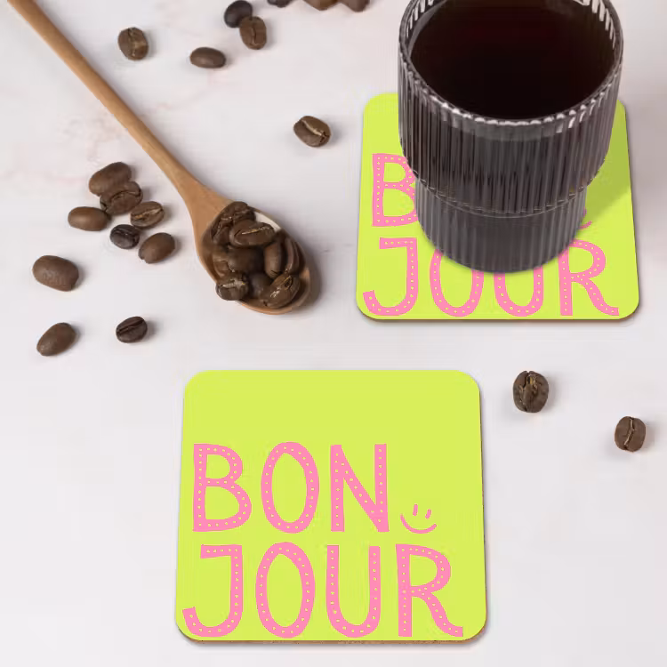 Onderzetter - Groen - Smiley - Bonjour - Roze — 4
