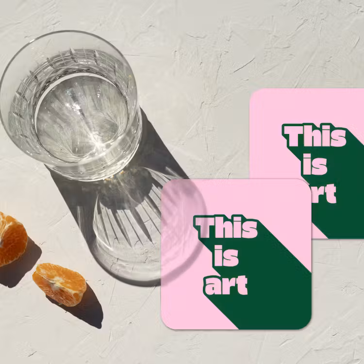 Onderzetter - Groen - Teskt - This is art - Roze — 3