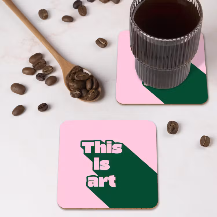 Onderzetter - Groen - Teskt - This is art - Roze — 4