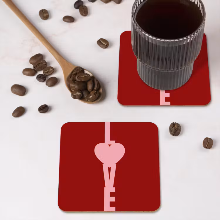 Onderzetter - Love - Hart - Rood — 4