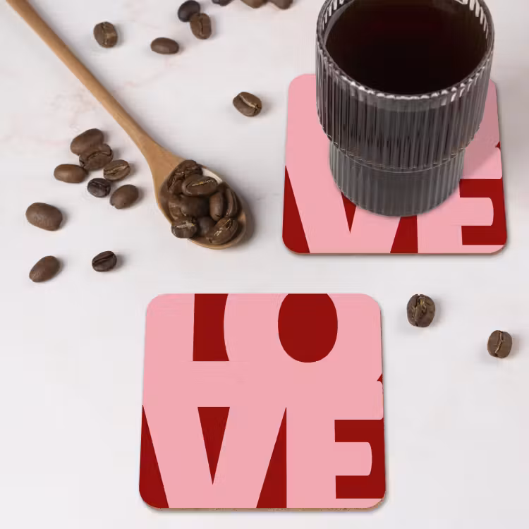 Onderzetter - Love - Rood - Blokletters — 4