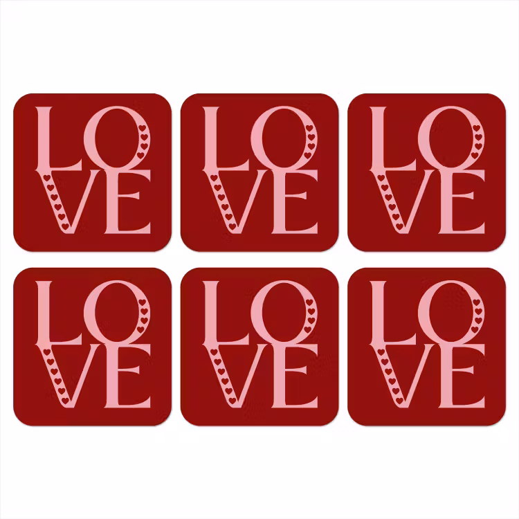 Onderzetter - Love - Rood - Hatjes — 1