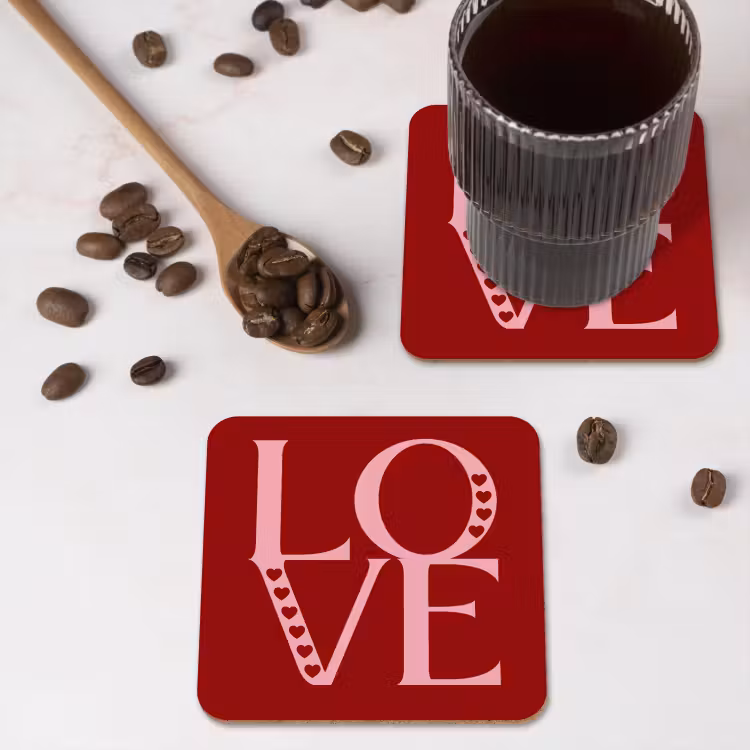 Onderzetter - Love - Rood - Hatjes — 4