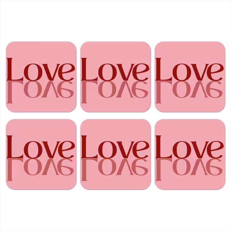 Onderzetter - Love - Roze - Spiegeling — 1