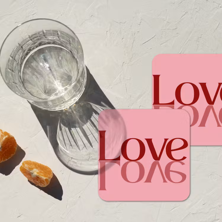 Onderzetter - Love - Roze - Spiegeling — 3