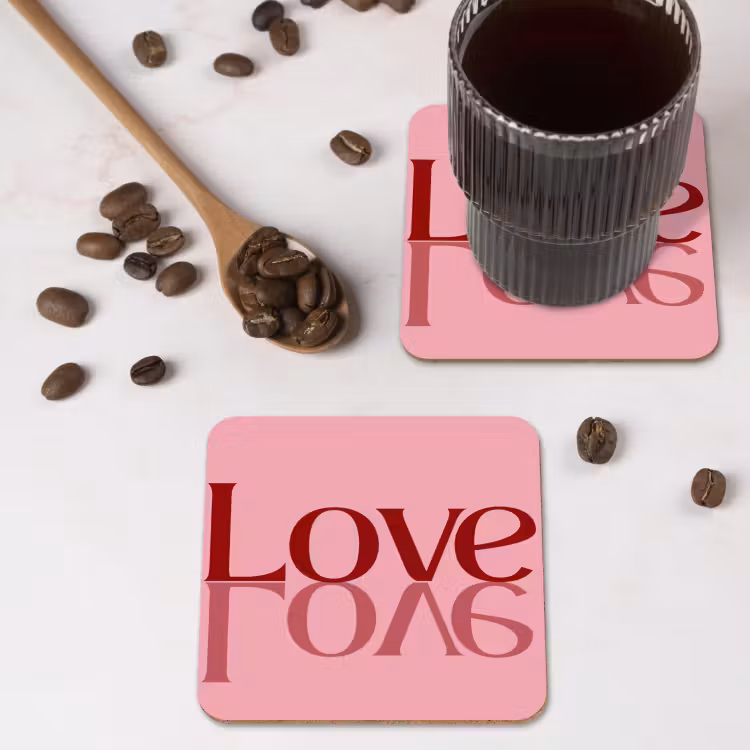 Onderzetter - Love - Roze - Spiegeling — 4