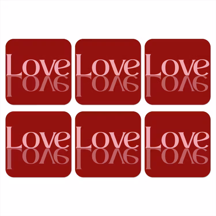Onderzetter​ - Love - Spiegeling - Rood — 1