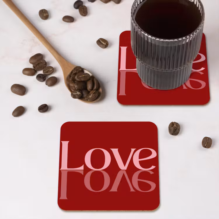 Onderzetter​ - Love - Spiegeling - Rood — 4