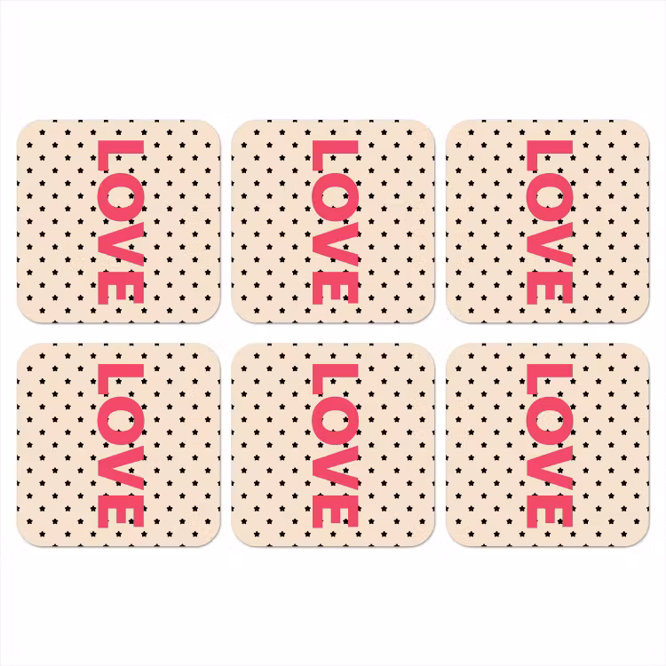 Onderzetter - Love - Stippen - Roze — 1