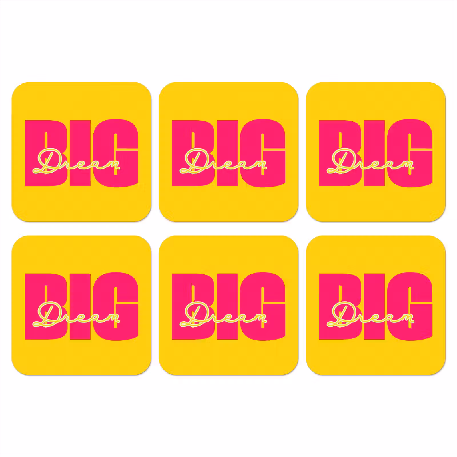 Onderzetter - Dream big - Geel - Roze — 1