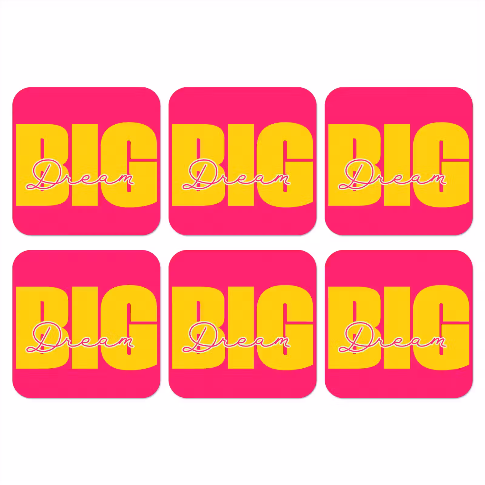 Onderzetter - Dream big - Roze - Geel - Minimalistisch — 1