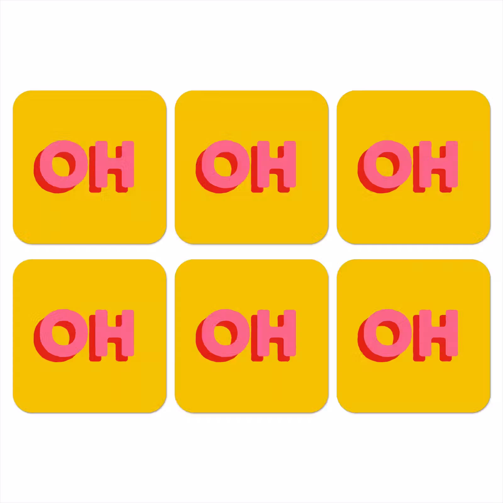 Onderzetter - Geel - Roze - Oh - 3D — 1