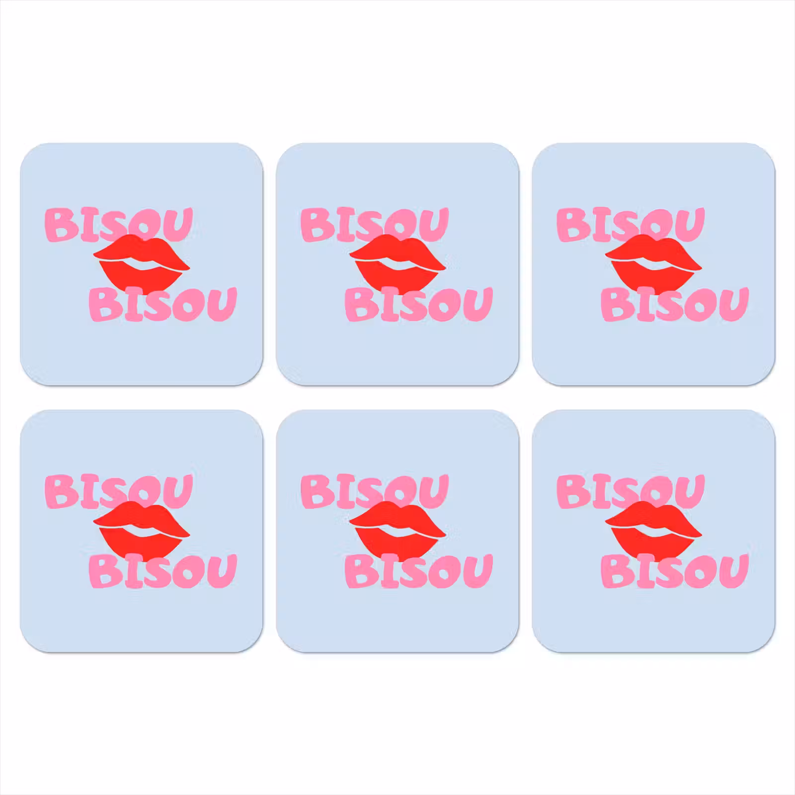 Onderzetter - Lippen - Bisou - Blauw — 1