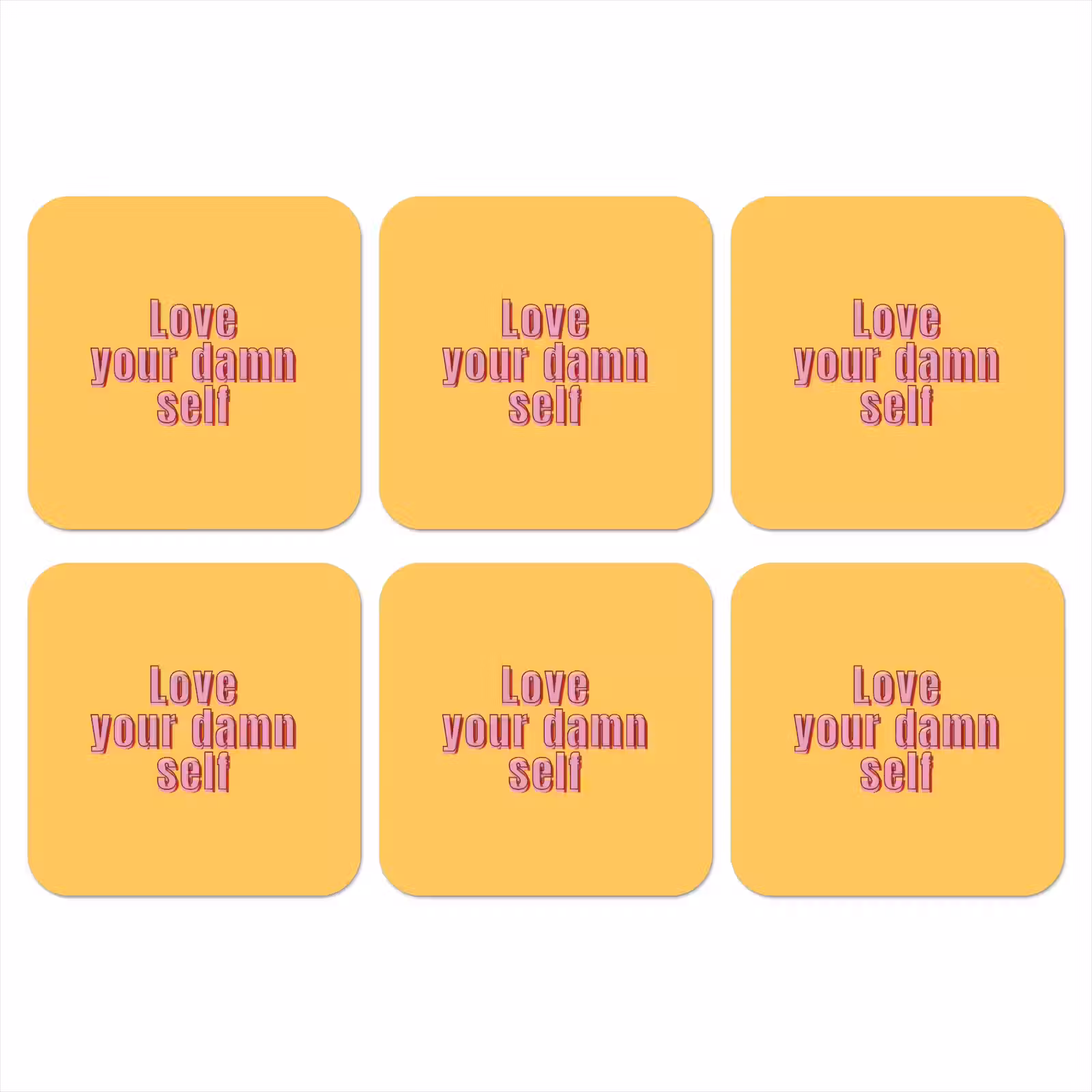 Onderzetter - Love yourself - Roze - Geel — 1