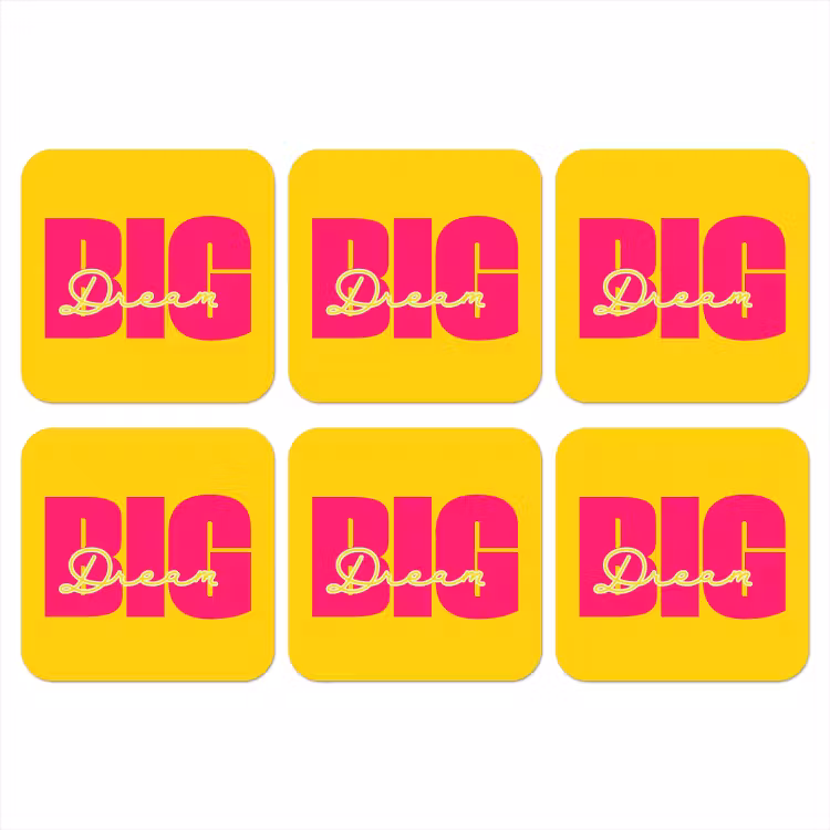 Onderzetter - Dream big - Geel - Roze — 1