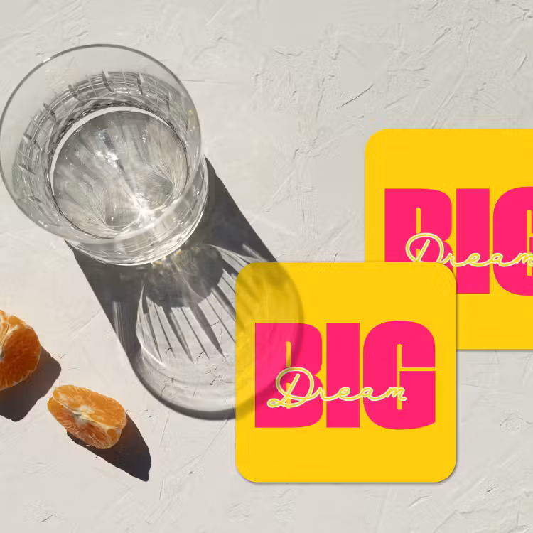 Onderzetter - Dream big - Geel - Roze — 3