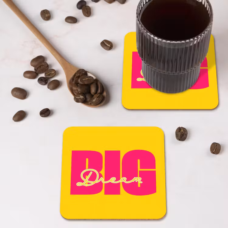 Onderzetter - Dream big - Geel - Roze — 4