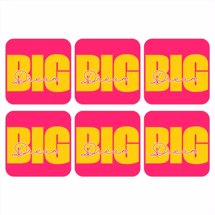 Onderzetter - Dream big - Roze - Geel - Minimalistisch — 1