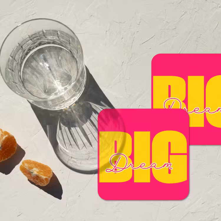 Onderzetter - Dream big - Roze - Geel - Minimalistisch — 3