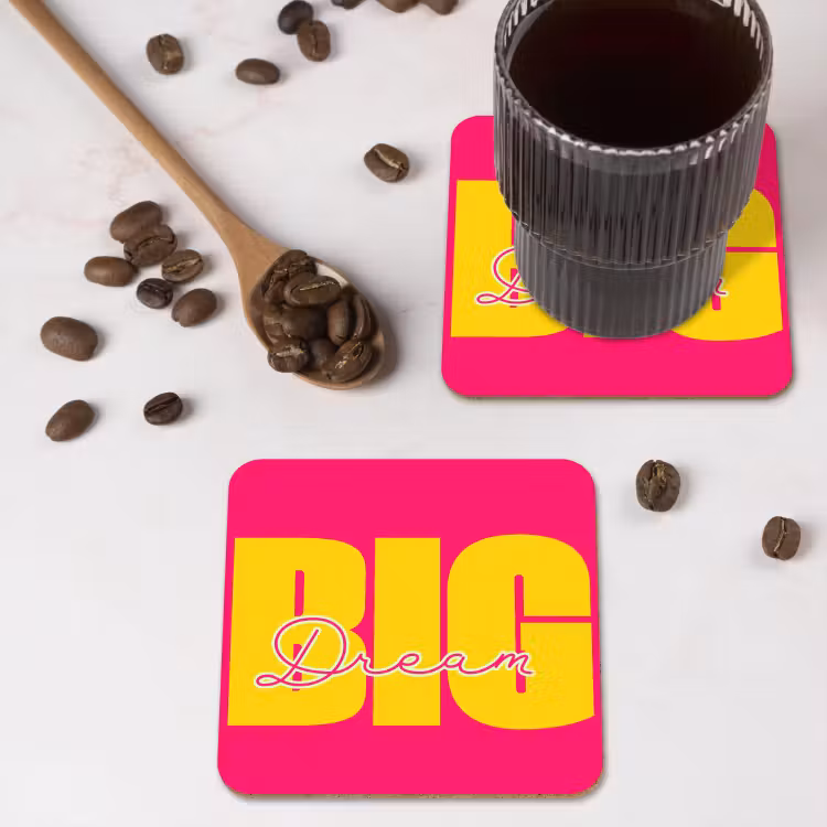 Onderzetter - Dream big - Roze - Geel - Minimalistisch — 4