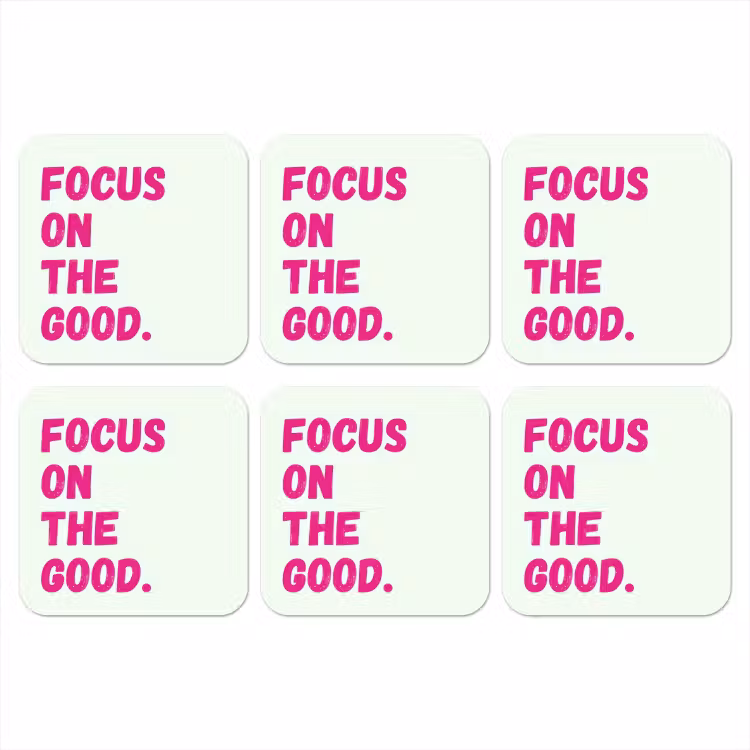 Onderzetter - Focus on the good - Beige - Roze — 1