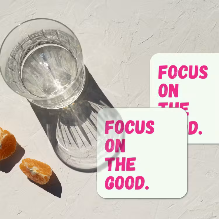 Onderzetter - Focus on the good - Beige - Roze — 3