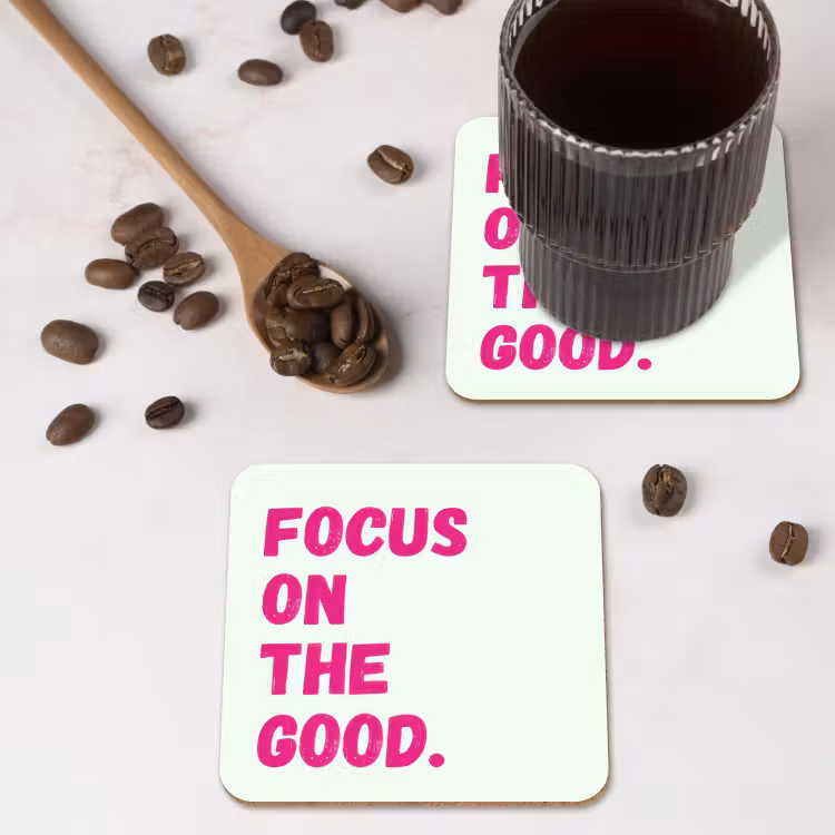 Onderzetter - Focus on the good - Beige - Roze — 4