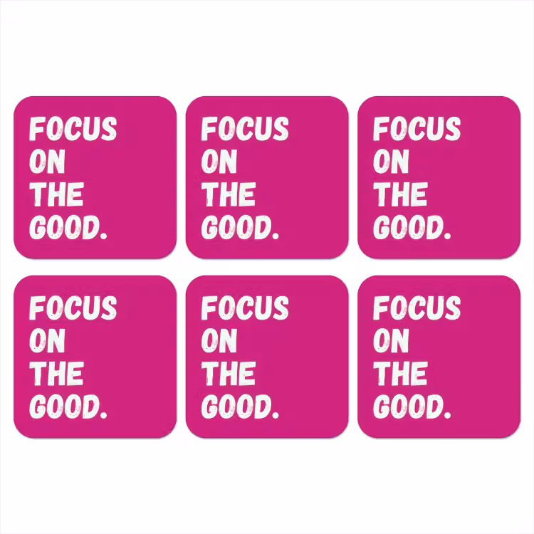 Onderzetter - Focus on the good - Roze - Simple — 1