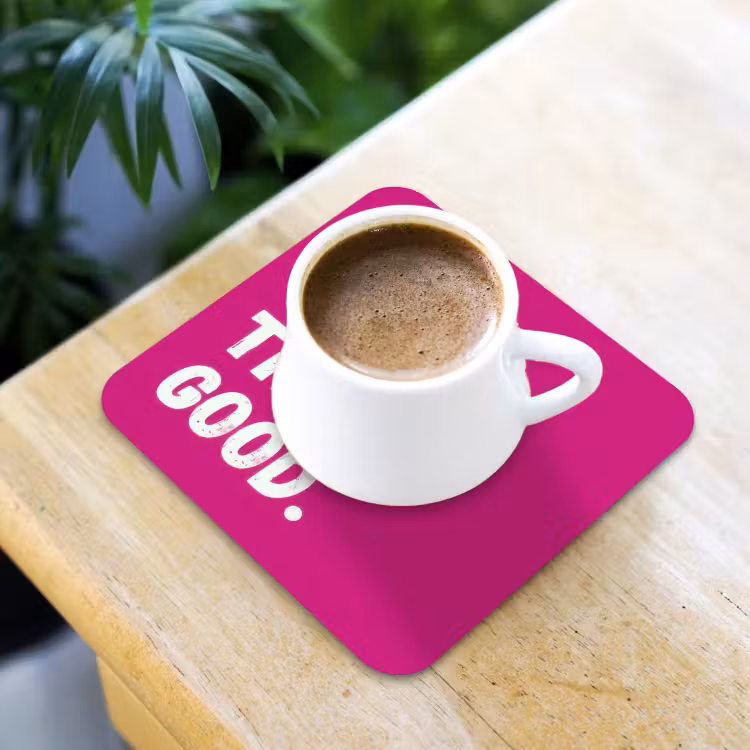 Onderzetter - Focus on the good - Roze - Simple — 2