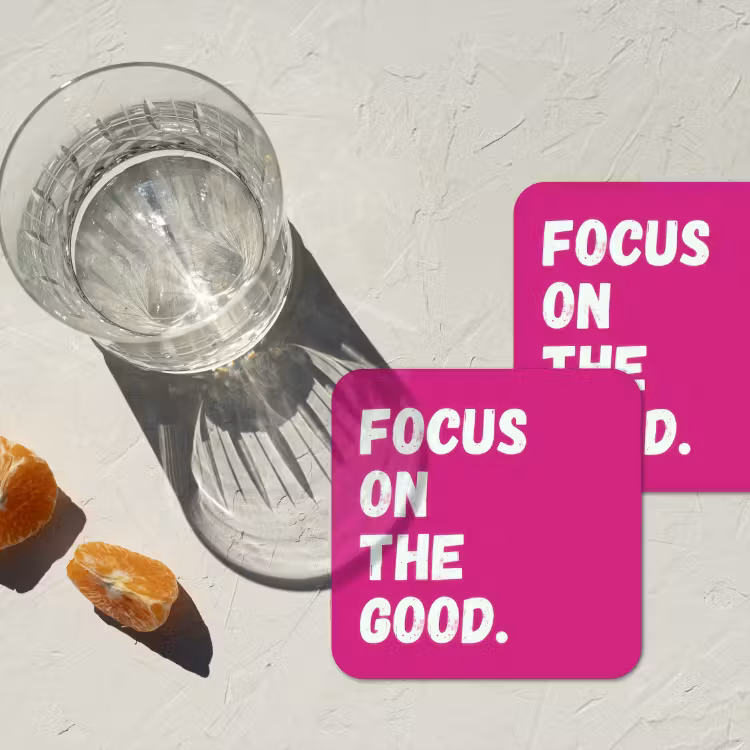 Onderzetter - Focus on the good - Roze - Simple — 3